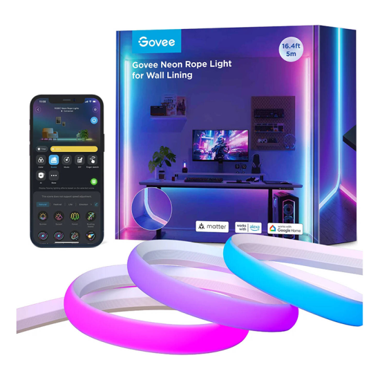 Govee Neon Rope Light for Wall Lining 5M White | H66412D1